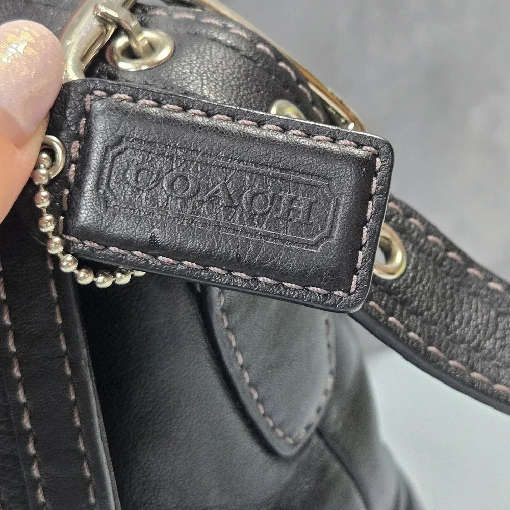 Coach Soho Buckle Flap Shoulder Bag Black Leather Women Small Handbag F11196